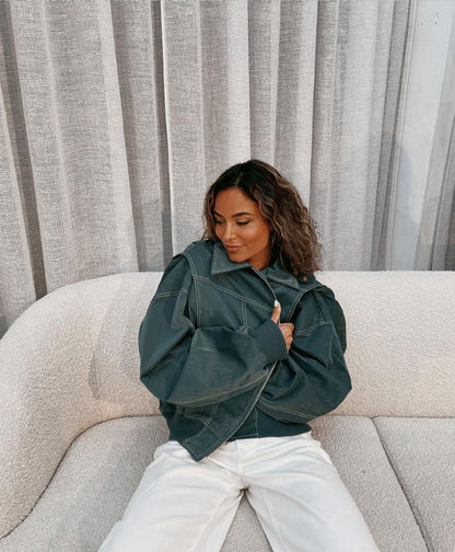 Celia Women's Oversized Jacket | Zip Fastening, Relaxed Fit 4