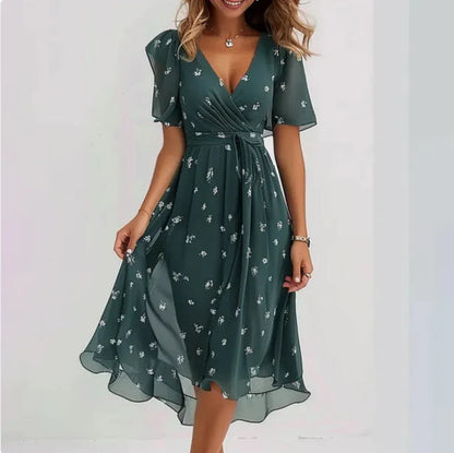 Celia Women's V-neck Dress | Elegant Silhouette, Versatile Style 0