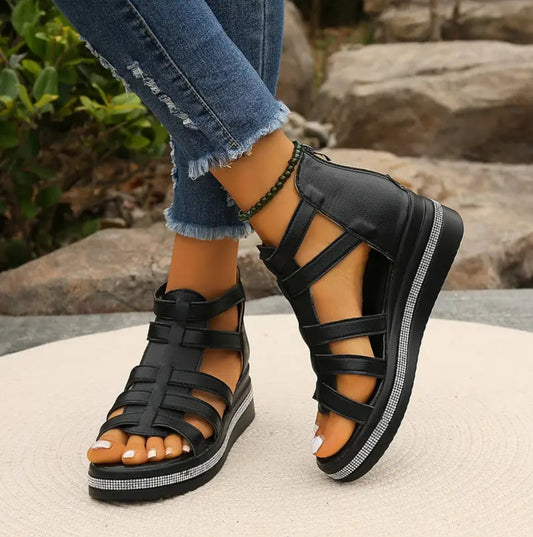 Chloe Women's Wedge Sandals | Elegant Design with Rhinestone Accents 0