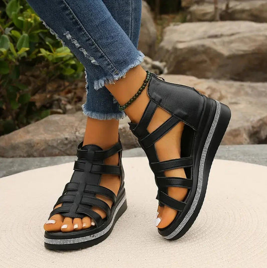 Chloe Women's Wedge Sandals | Elegant Design with Rhinestone Accents 1