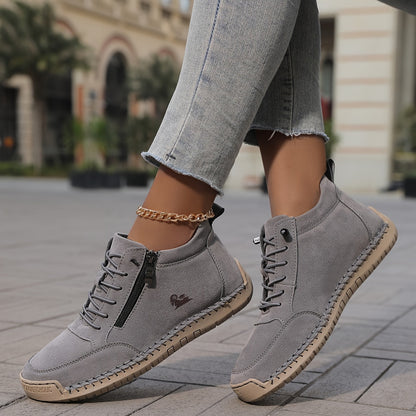 Clara Women's Sneakers | Stylish Zip-Up Walking Shoes, Comfortable White Sneakers 0
