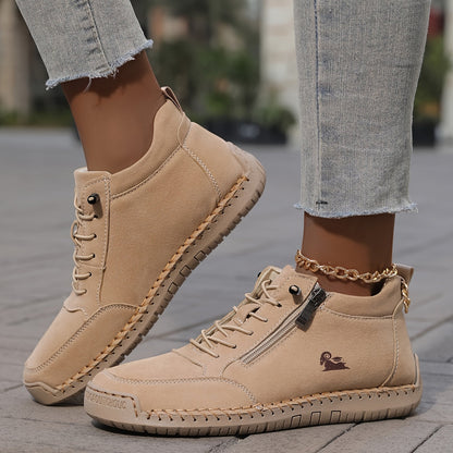 Clara Women's Sneakers | Stylish Zip-Up Walking Shoes, Comfortable White Sneakers 8