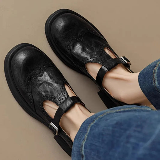Clara Women's T-Strap Shoes | Classic Leather, Vintage-Inspired Comfort 0