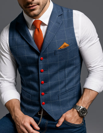 Cleo Men's Vintage Vest | Elegant Lapel Collar, Versatile Style 0
