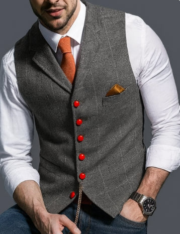 Cleo Men's Vintage Vest | Elegant Lapel Collar, Versatile Style 4