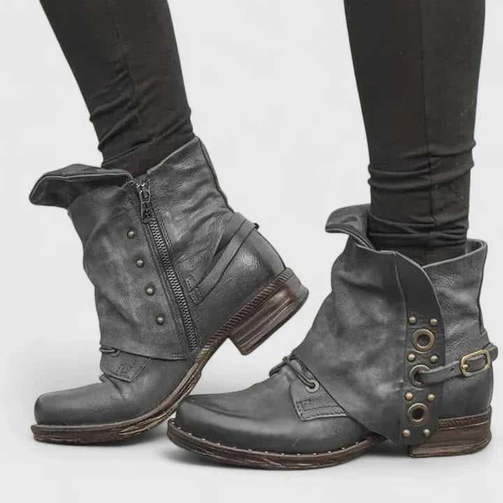 Cleo Women's Black Ankle Boots | Vintage Buckle Design, Comfortable Fit 0