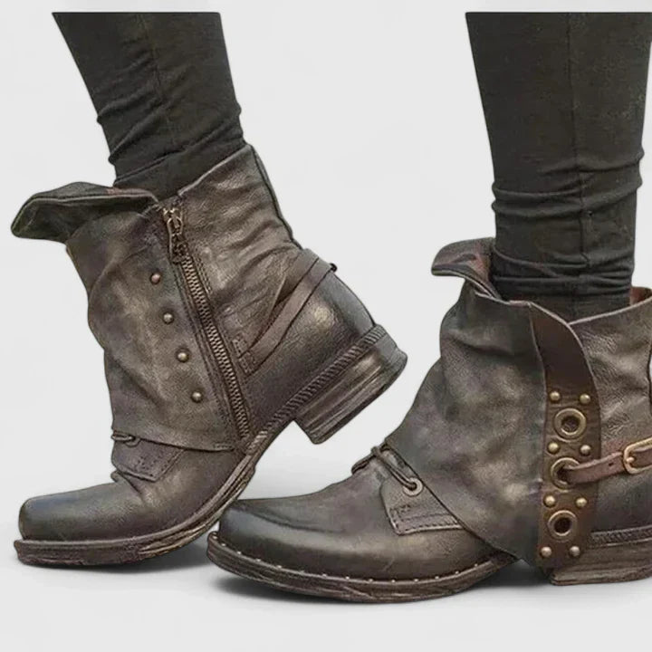 Cleo Women's Black Ankle Boots | Vintage Buckle Design, Comfortable Fit 2