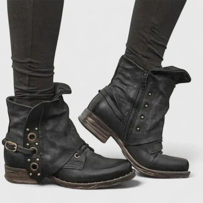 Cleo Women's Black Ankle Boots | Vintage Buckle Design, Comfortable Fit 4