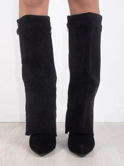 Cleo Women's Black Heel Boots | Premium Leather, Wide Leg Design 7
