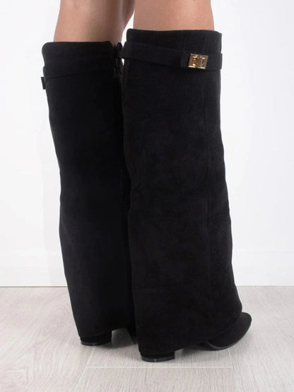 Cleo Women's Black Heel Boots | Premium Leather, Wide Leg Design 8