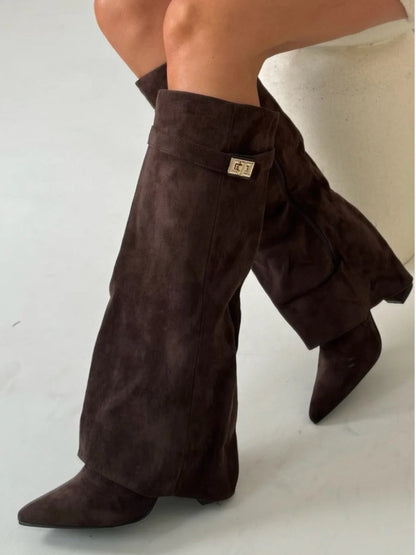 Cleo Women's Black Heel Boots | Premium Leather, Wide Leg Design 9