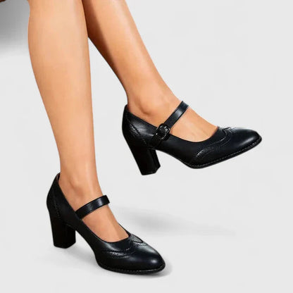 Cleo Women's Black Heels | Classic Mary Jane Design, Comfortable Fit 0