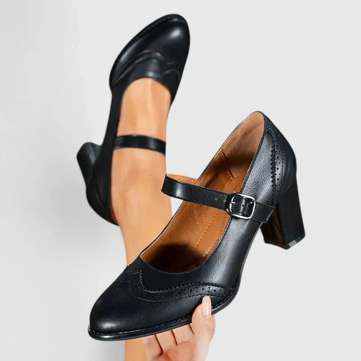 Cleo Women's Black Heels | Classic Mary Jane Design, Comfortable Fit 3