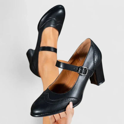 Cleo Women's Black Heels | Classic Mary Jane Design, Comfortable Fit 3