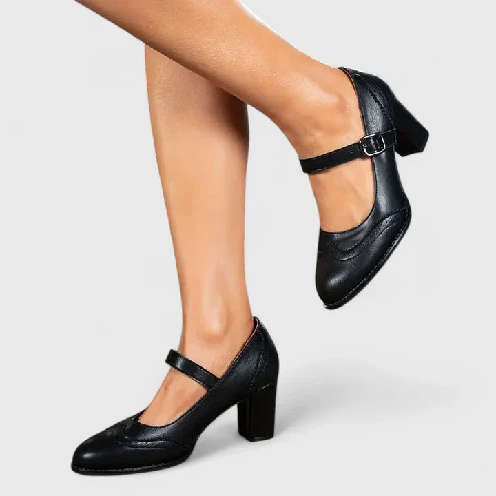 Cleo Women's Black Heels | Classic Mary Jane Design, Comfortable Fit 4