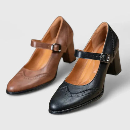 Cleo Women's Black Heels | Classic Mary Jane Design, Comfortable Fit 6