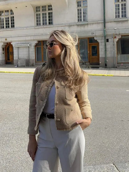 Cleo Women's Blazer Jacket | Classic Tweed, Cropped Silhouette 1
