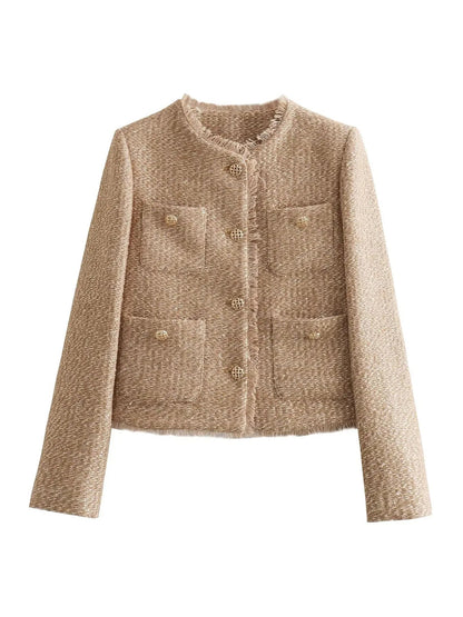 Cleo Women's Blazer Jacket | Classic Tweed, Cropped Silhouette 4
