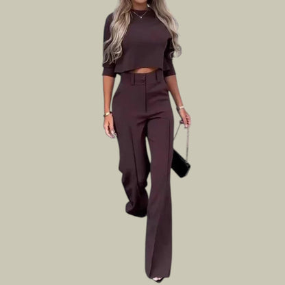Cleo Women's Lounge Sets | Chic Cropped Top & Wide-Leg Trousers 0