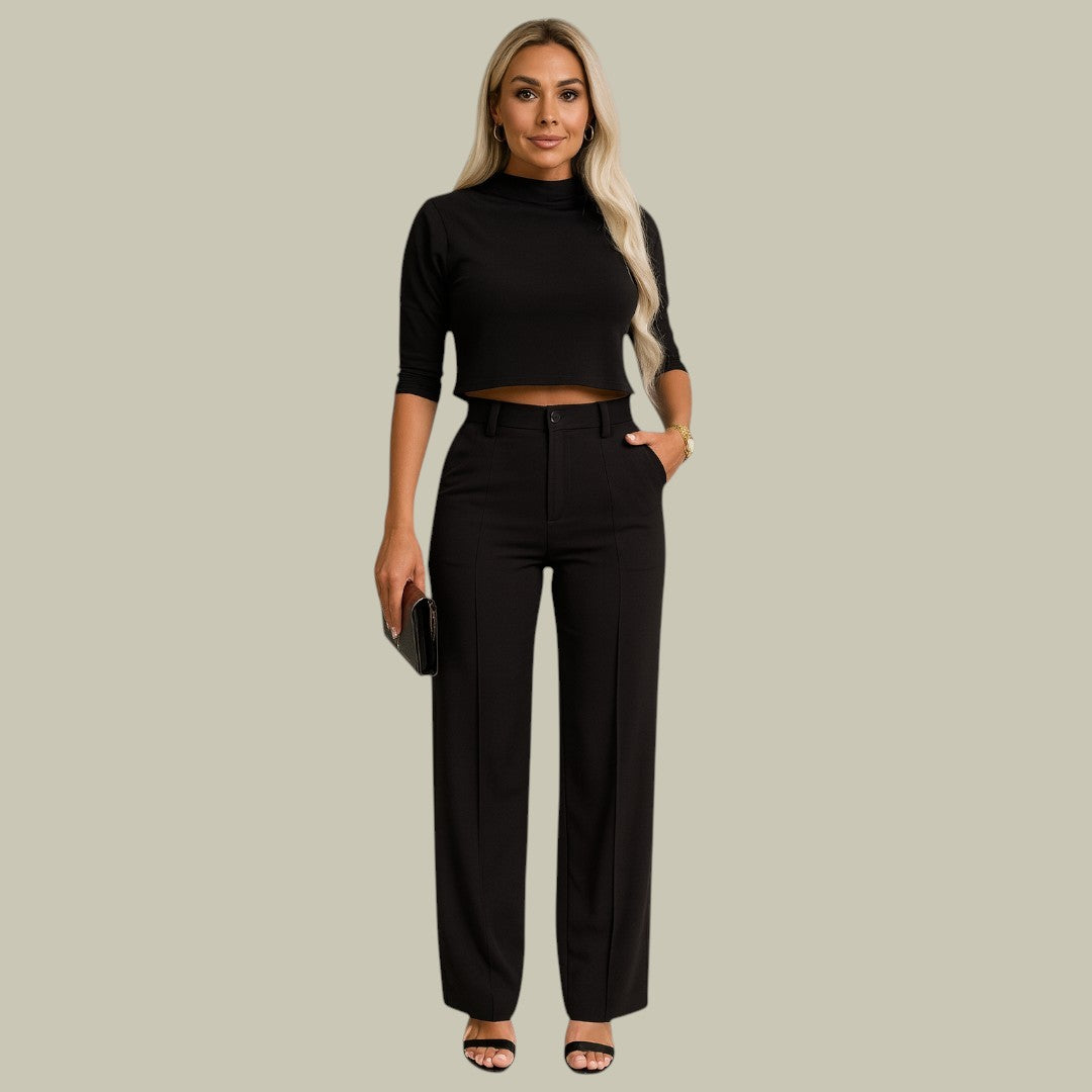 Cleo Women's Lounge Sets | Chic Cropped Top & Wide-Leg Trousers 1