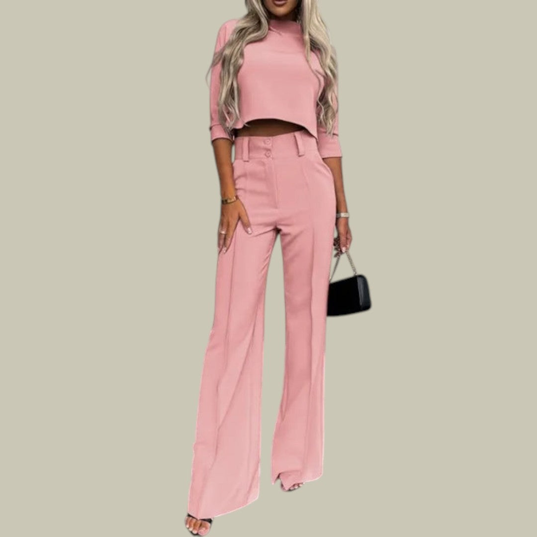 Cleo Women's Lounge Sets | Chic Cropped Top & Wide-Leg Trousers 4