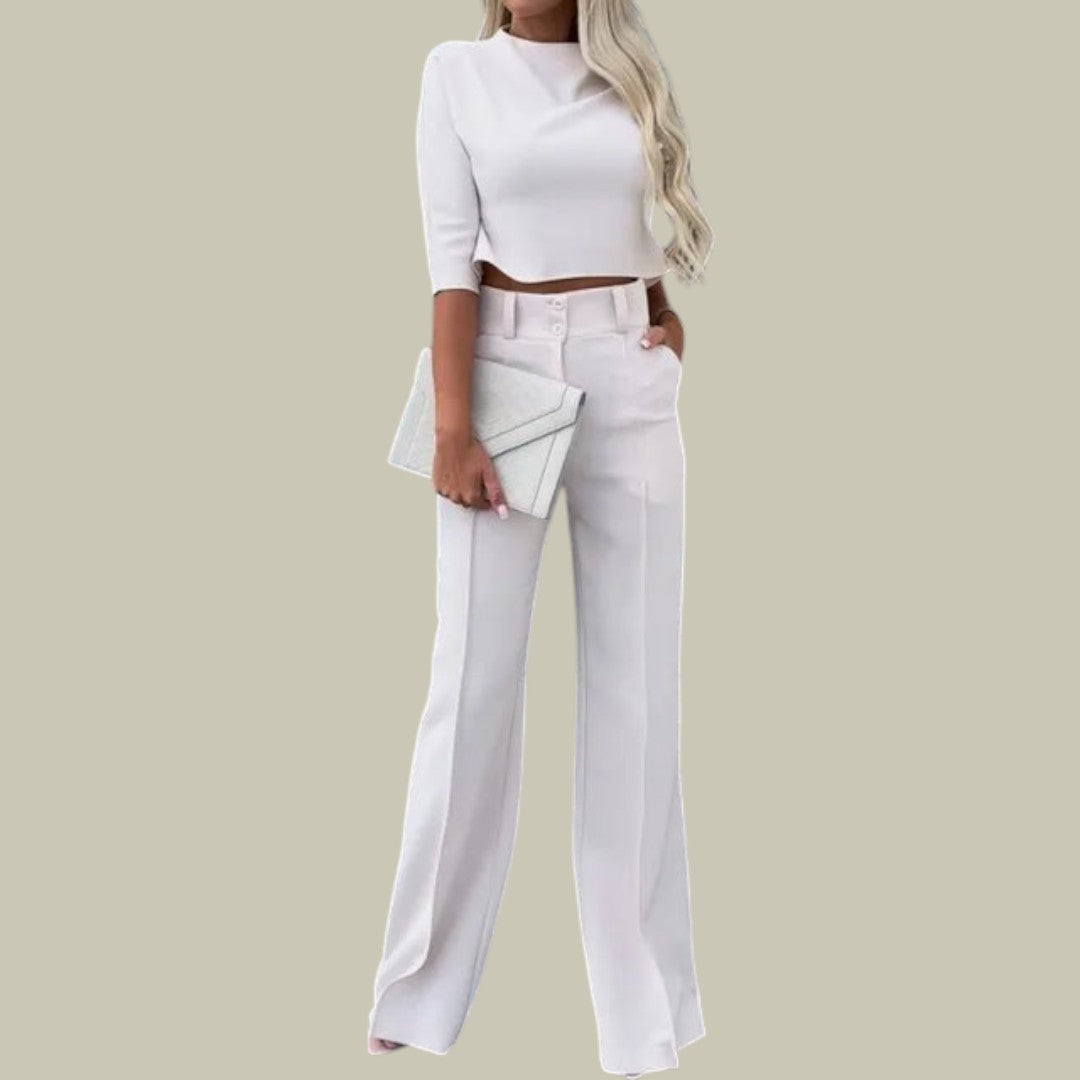 Cleo Women's Lounge Sets | Chic Cropped Top & Wide-Leg Trousers 5