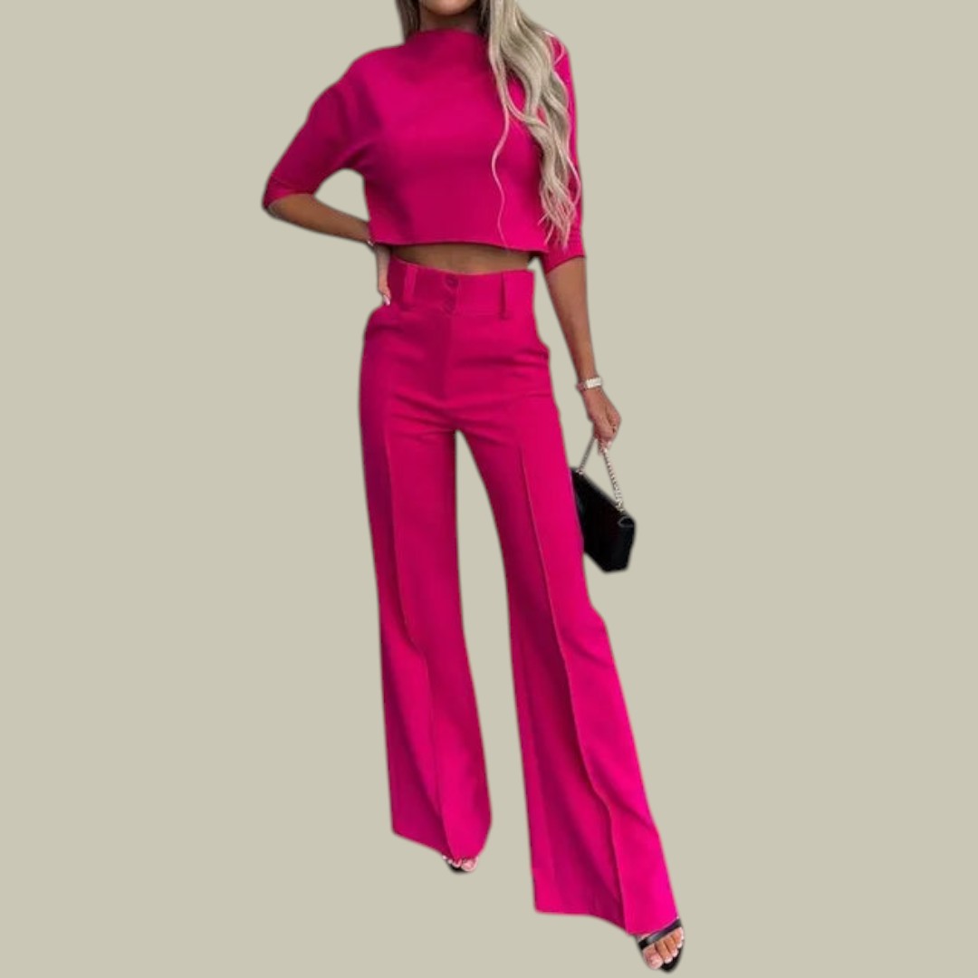 Cleo Women's Lounge Sets | Chic Cropped Top & Wide-Leg Trousers 6