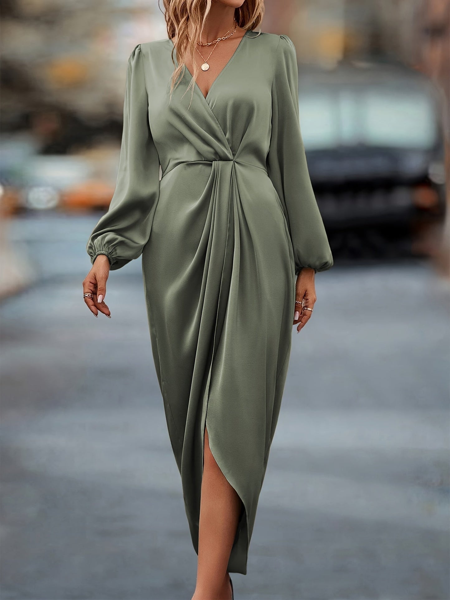 Cleo Women's Midi Dress | Elegant Wrap Design 2