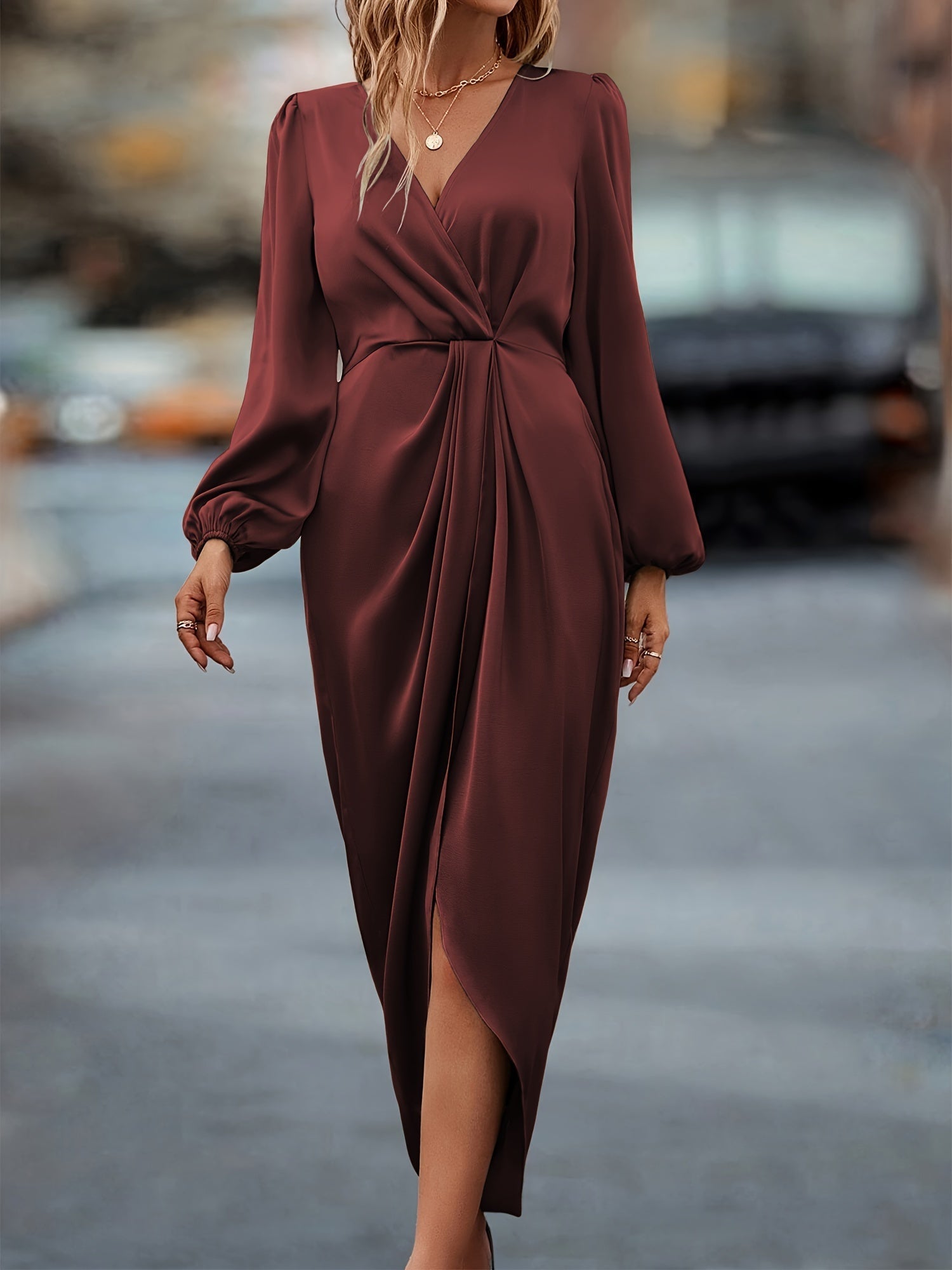 Cleo Women's Midi Dress | Elegant Wrap Design 3