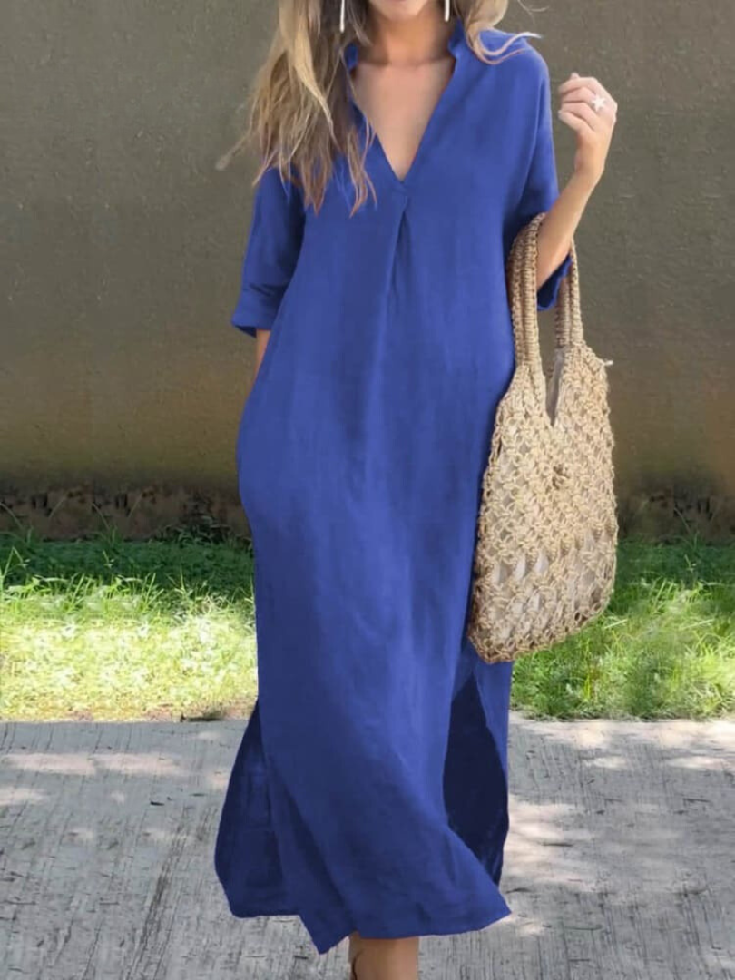 Cleo Women's Midi Dress | Flowy V-Neck Design 3