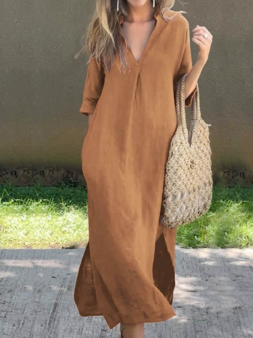 Cleo Women's Midi Dress | Flowy V-Neck Design 4