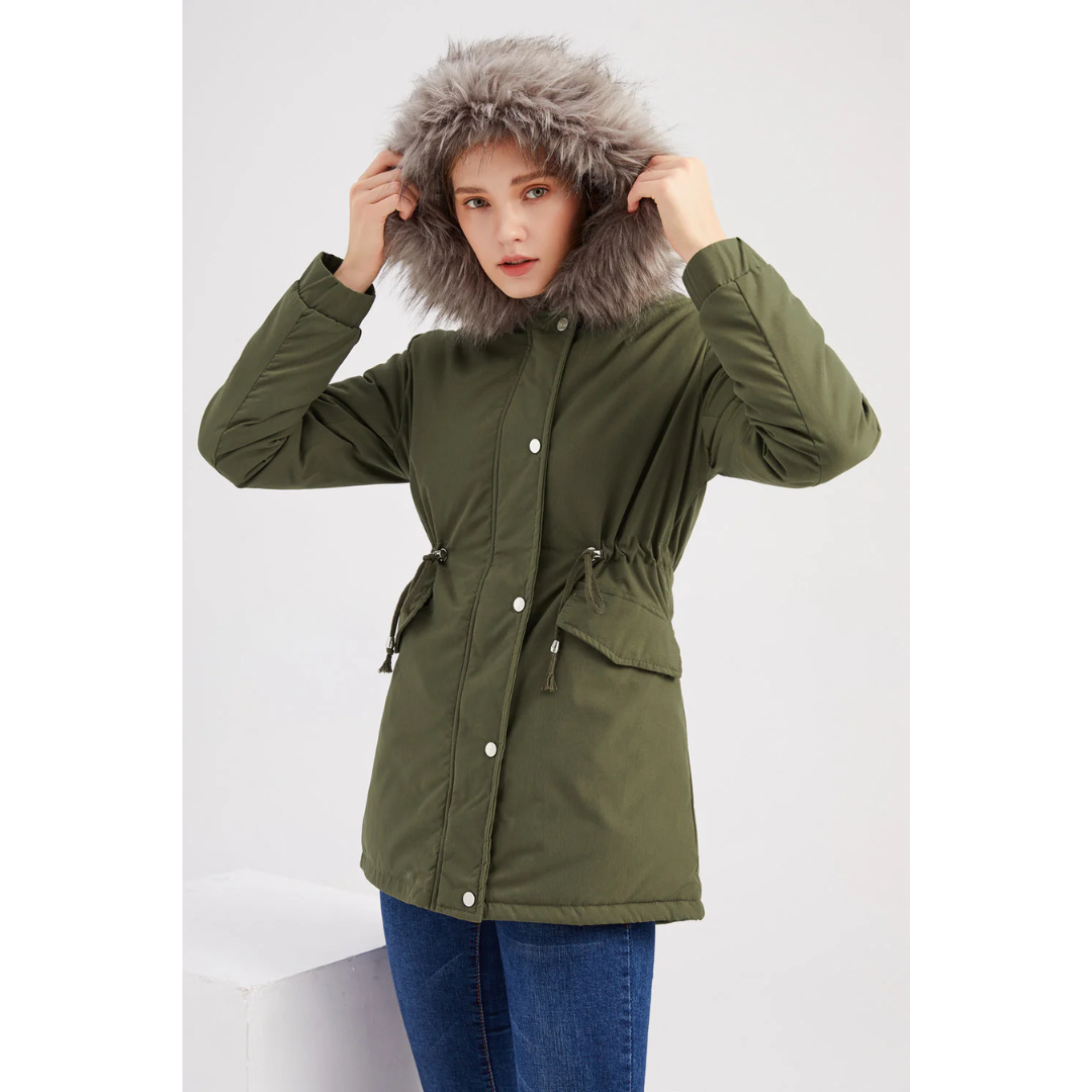 Cleo Women's Parka Jacket | Insulated Faux Fur Hood, Stylish Winter Coat 0