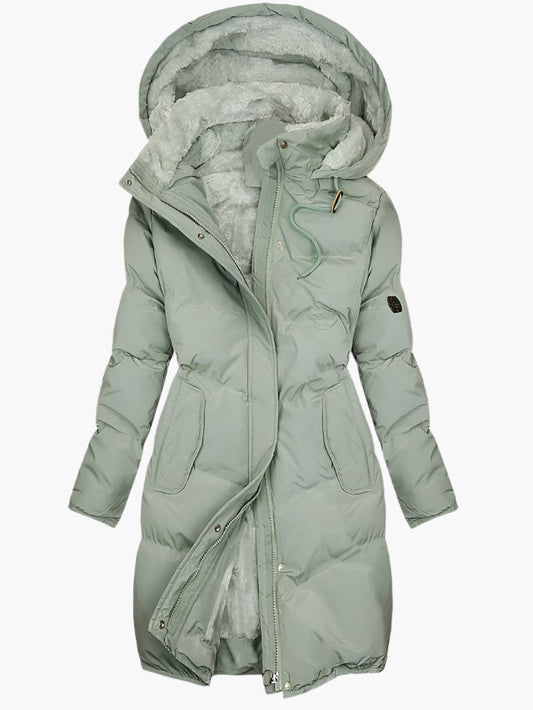 Cleo Women's Quilted Hooded Coat | Elegant Winter Style, Long Puffer Design 0