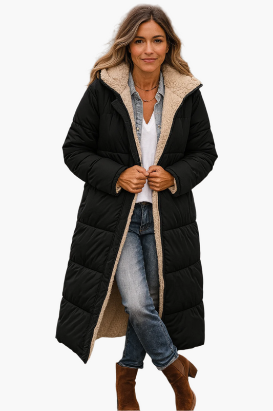 Cleo Women's Quilted Long Coat | Insulated Warmth, Hooded Design 0