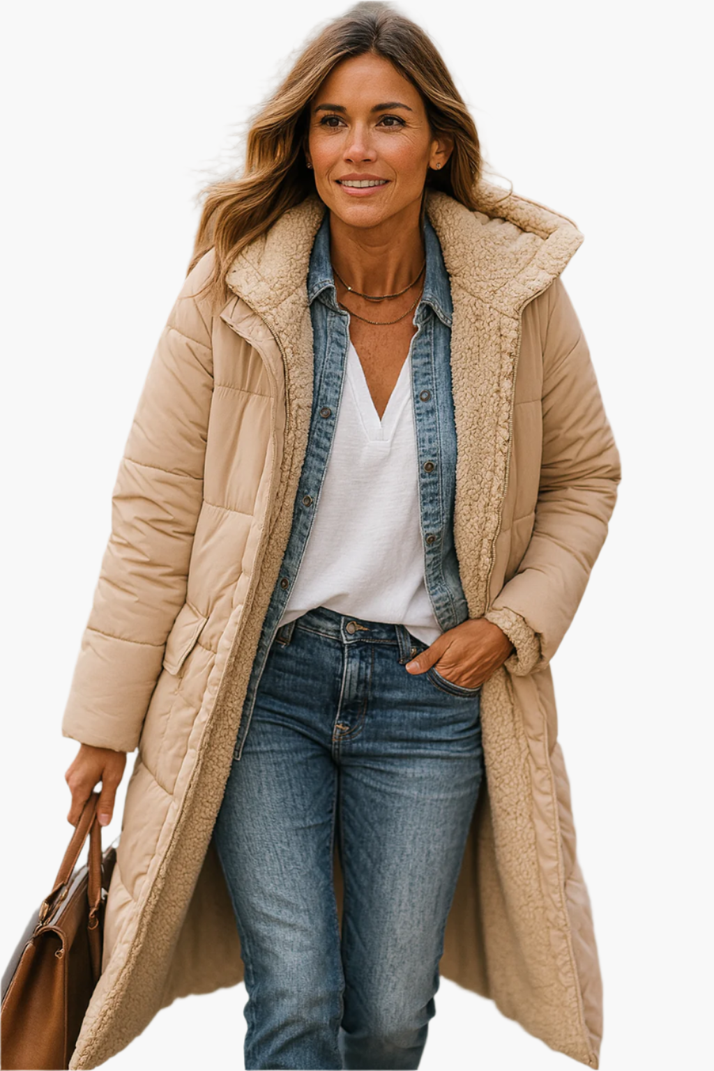 Cleo Women's Quilted Long Coat | Insulated Warmth, Hooded Design 2