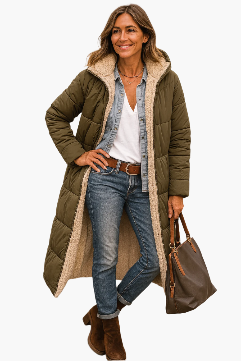 Cleo Women's Quilted Long Coat | Insulated Warmth, Hooded Design 3