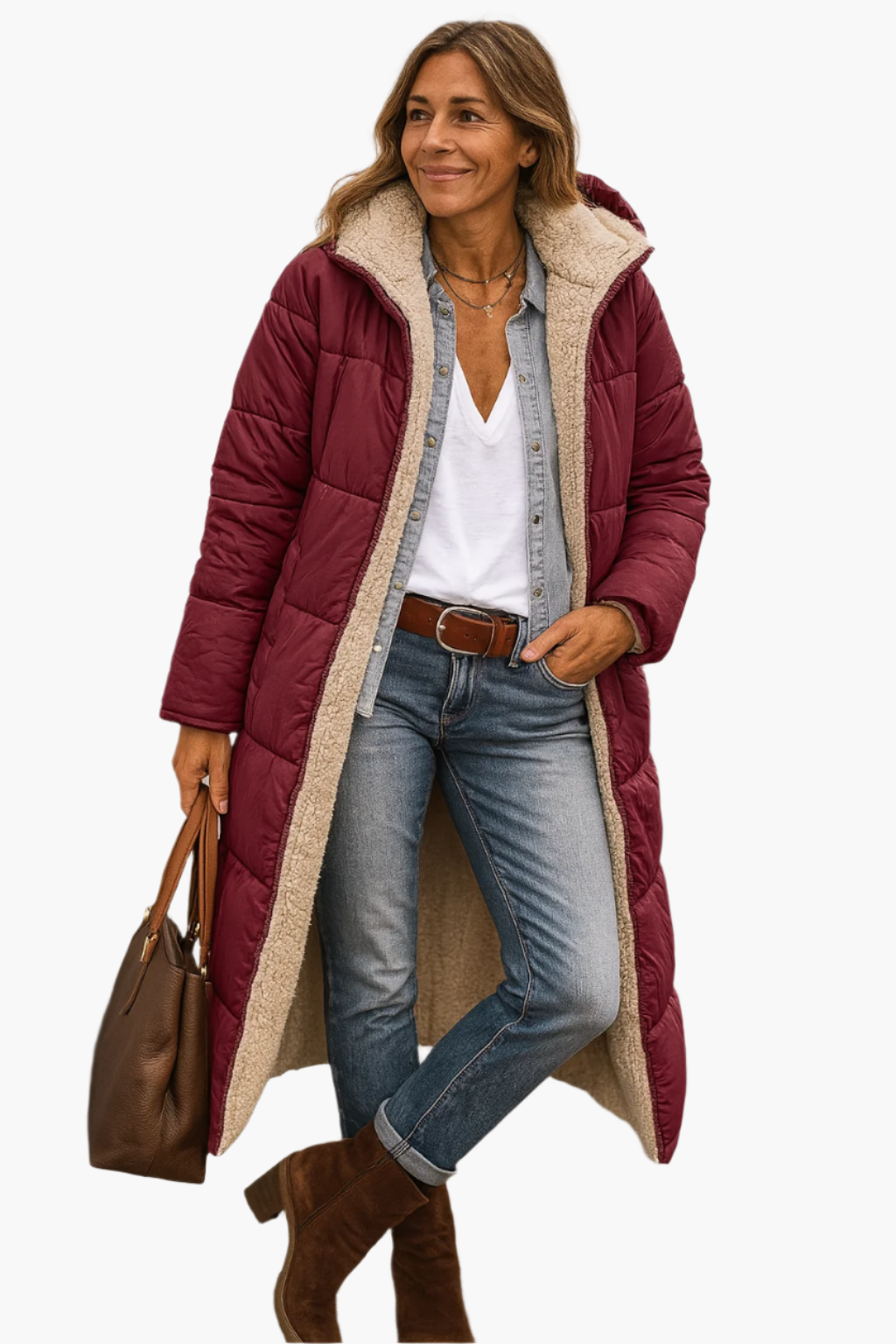 Cleo Women's Quilted Long Coat | Insulated Warmth, Hooded Design 4