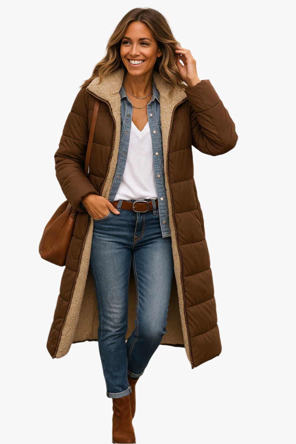 Cleo Women's Quilted Long Coat | Insulated Warmth, Hooded Design 5
