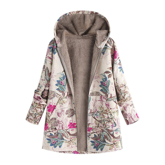 Cleo Women's Winter Coat | Floral Print with Hood, Stylish and Warm 0