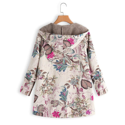 Cleo Women's Winter Coat | Floral Print with Hood, Stylish and Warm 1