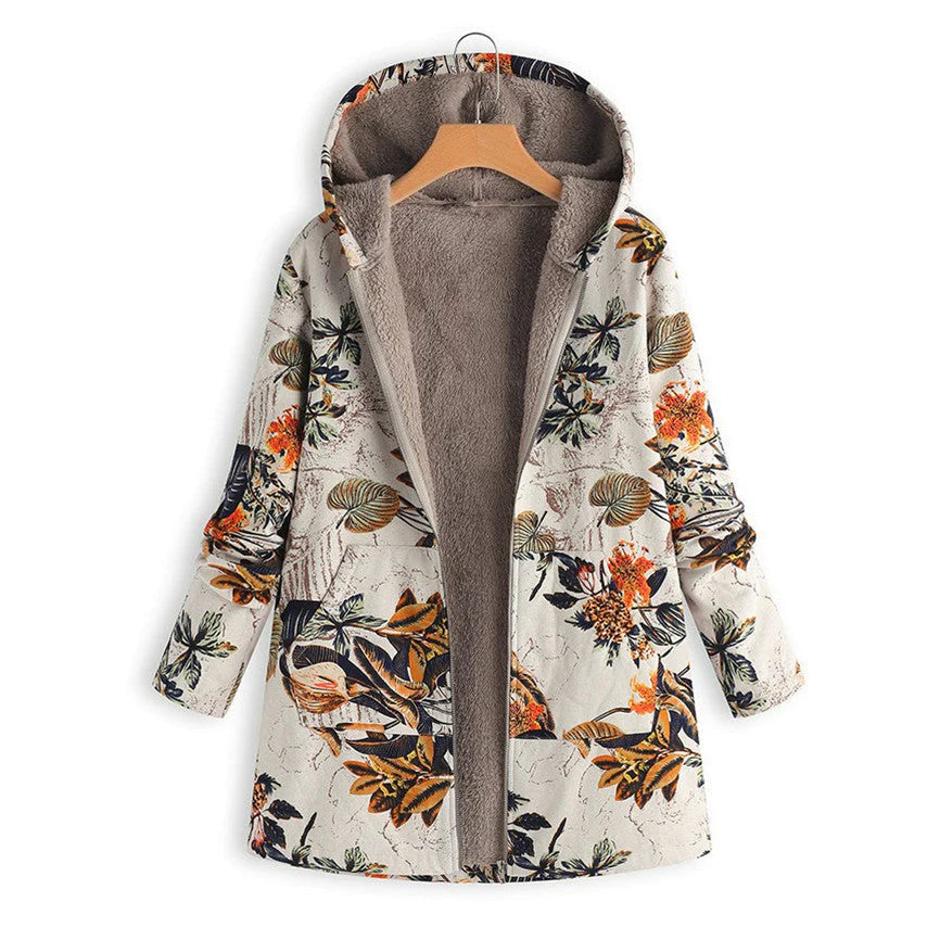 Cleo Women's Winter Coat | Floral Print with Hood, Stylish and Warm 3