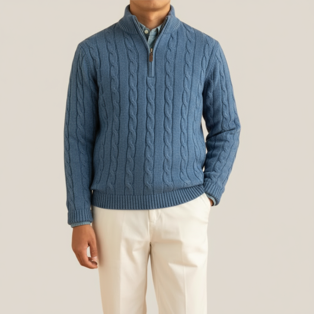 Cody Men's Half Zip Sweater | Cable Knit, Spring Essential 2