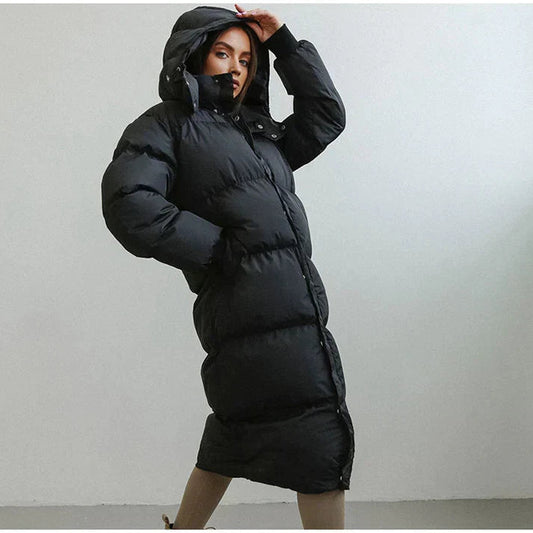 Cora Women's Black Puffer Jacket | Stylish Insulated Winter Coat with Hood 0