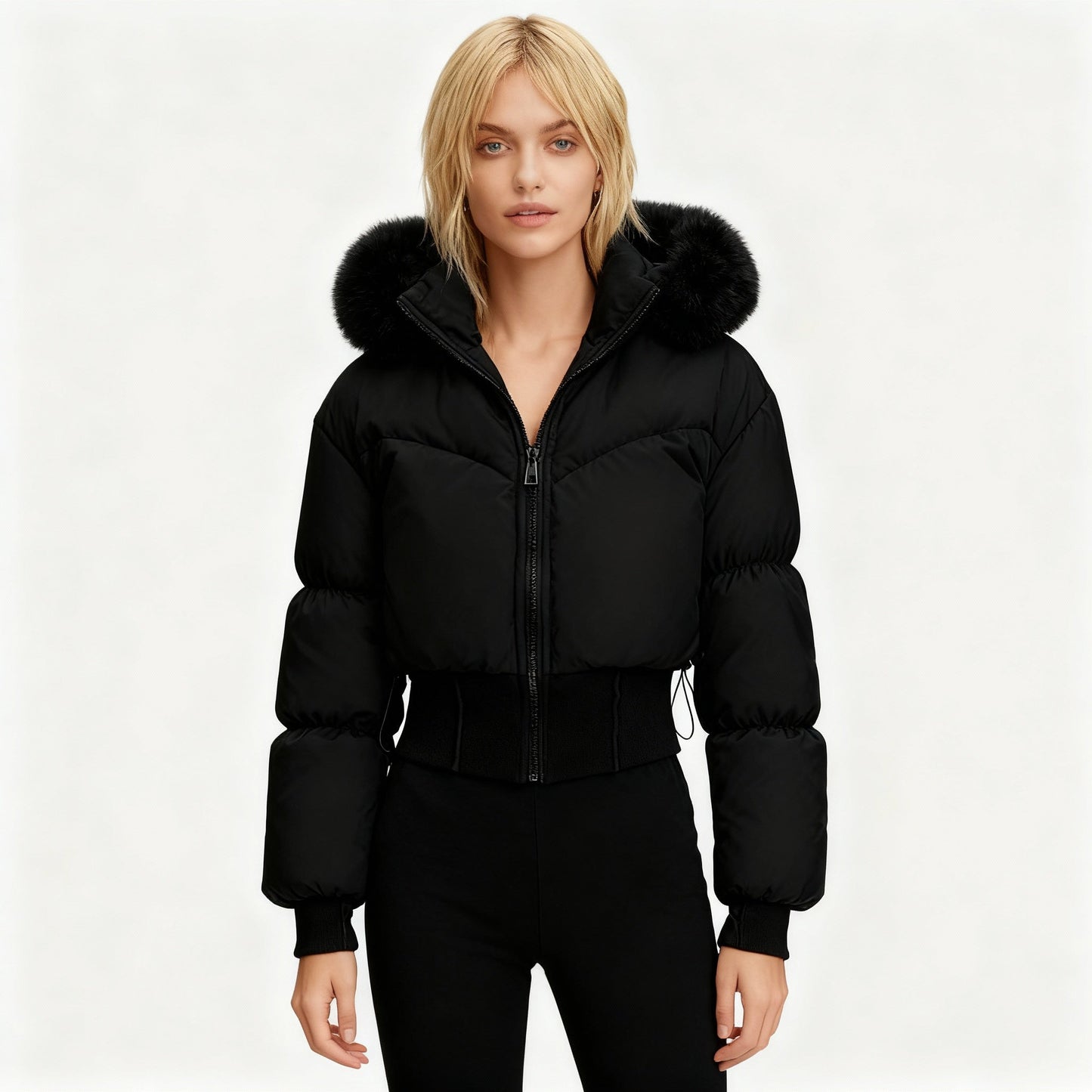 Cora Women's Cropped Down Jacket | Water-Repellent, Removable Hood 0