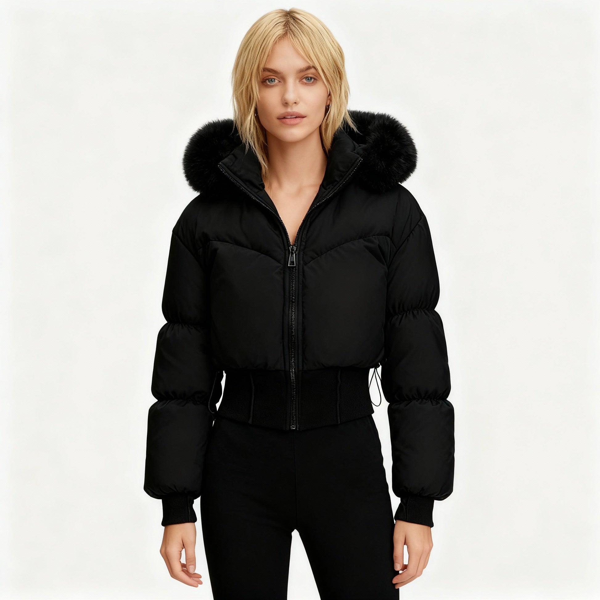 Cora Women's Cropped Down Jacket | Water-Repellent, Removable Hood 0