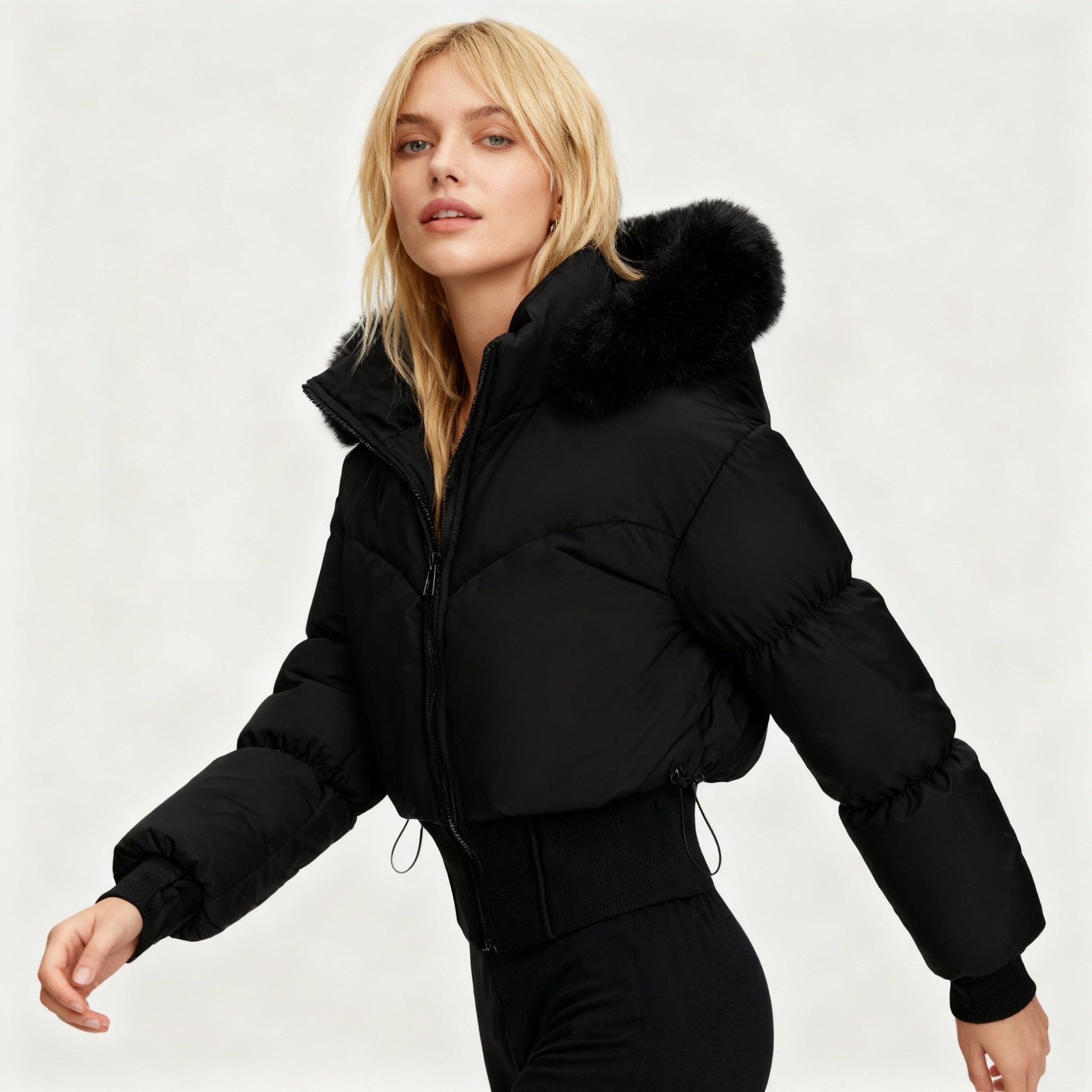 Cora Women's Cropped Down Jacket | Water-Repellent, Removable Hood 1