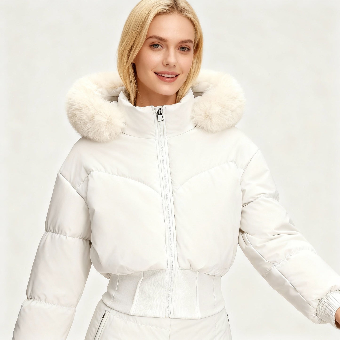 Cora Women's Cropped Down Jacket | Water-Repellent, Removable Hood 5