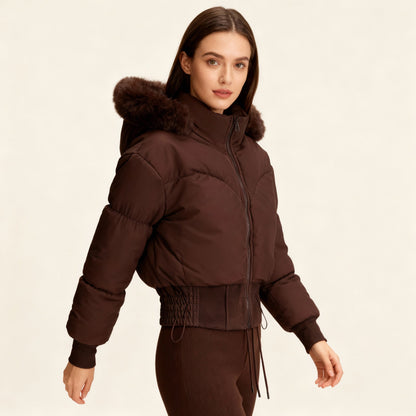 Cora Women's Cropped Down Jacket | Water-Repellent, Removable Hood 6