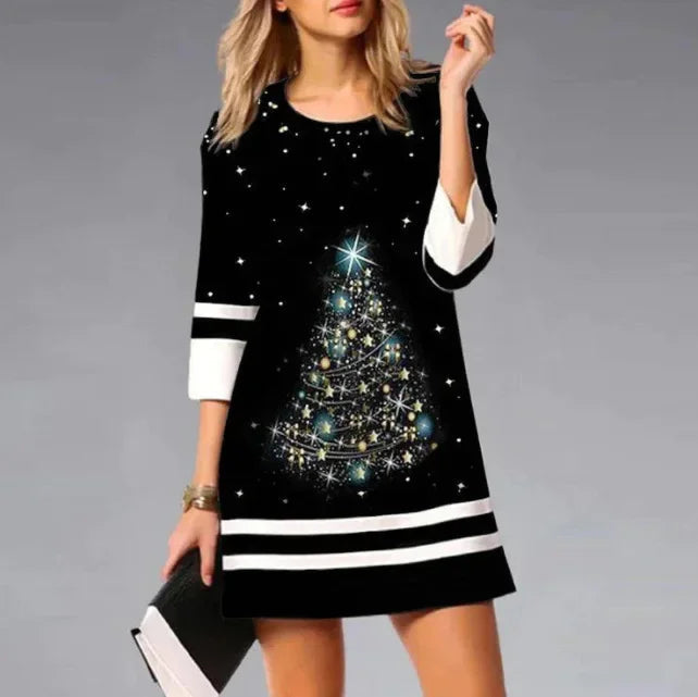 Cora Women's Mini Dress | 3/4 Sleeve, Festive Style 3