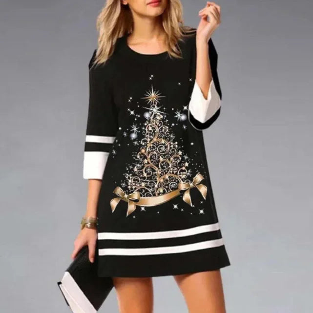 Cora Women's Mini Dress | 3/4 Sleeve, Festive Style 4